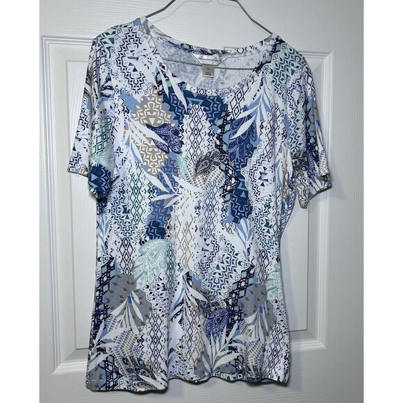 Christopher & Banks Women’s Geometric Print Short Sleeve Tee Size Medium NWOT - Picture 1 of 6
